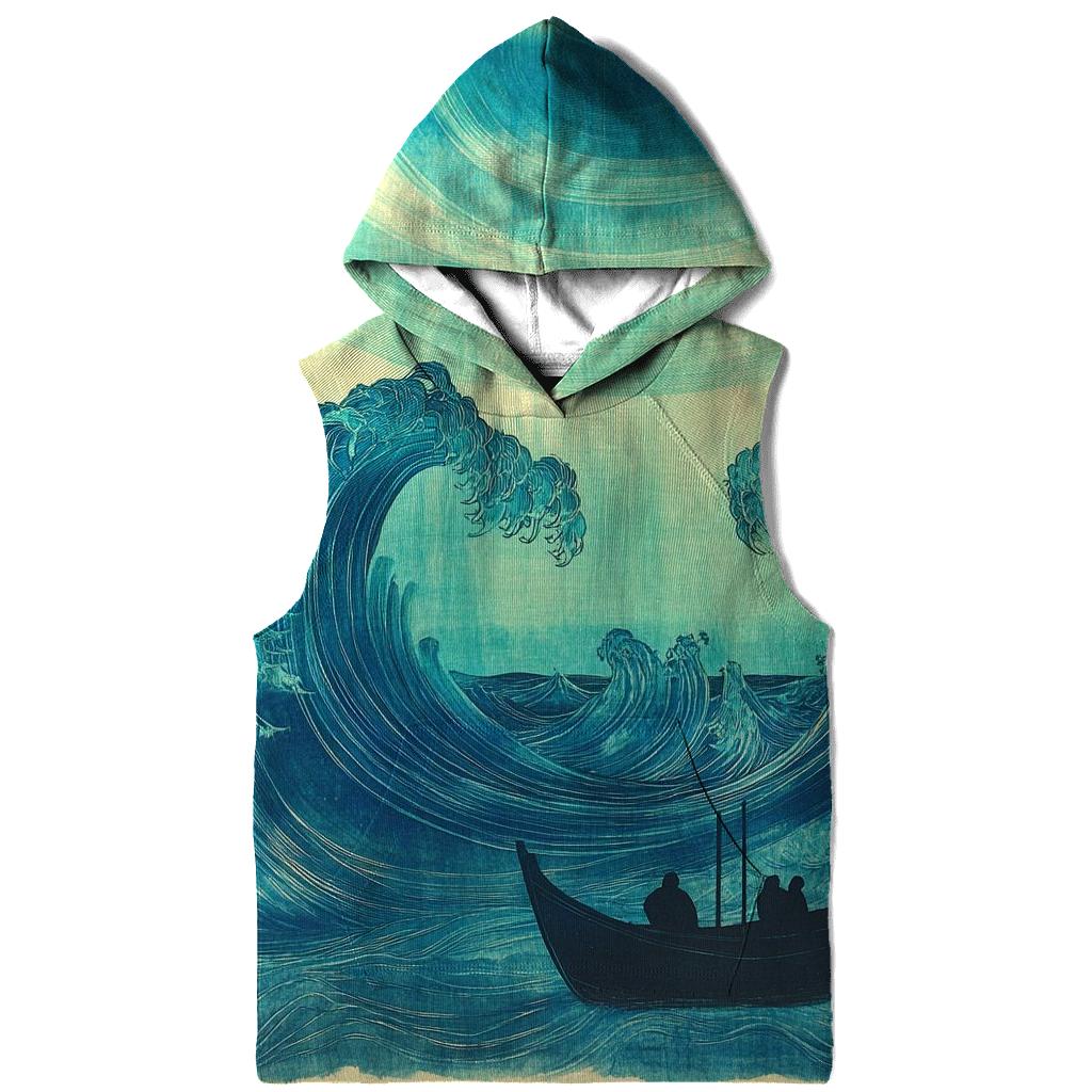 Hokusai Inspired Ocean Waves And Aurora designer hoodies