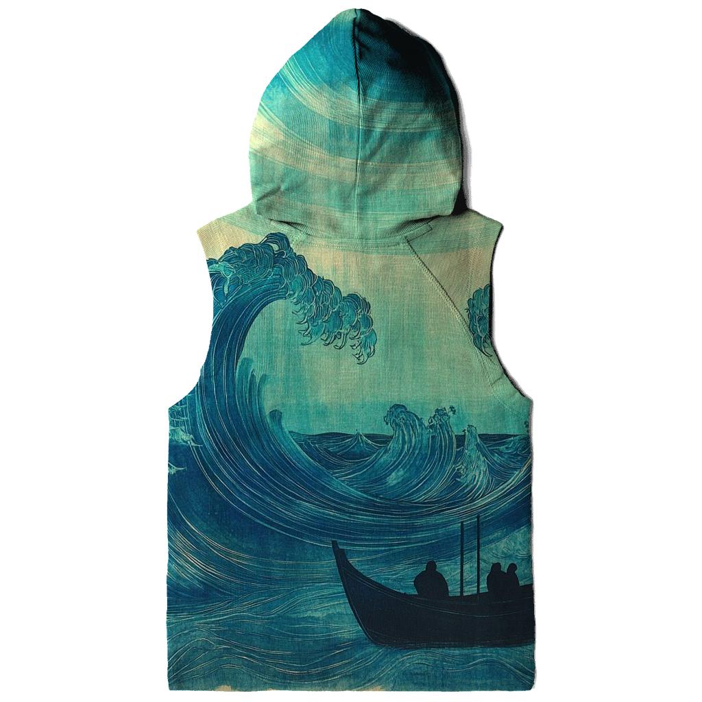 Hokusai Inspired Ocean Waves And Aurora designer hoodies