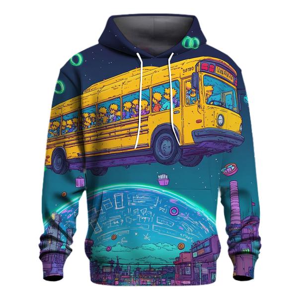 Schoolbus Space Drift Over Springfield zip-up hoodies