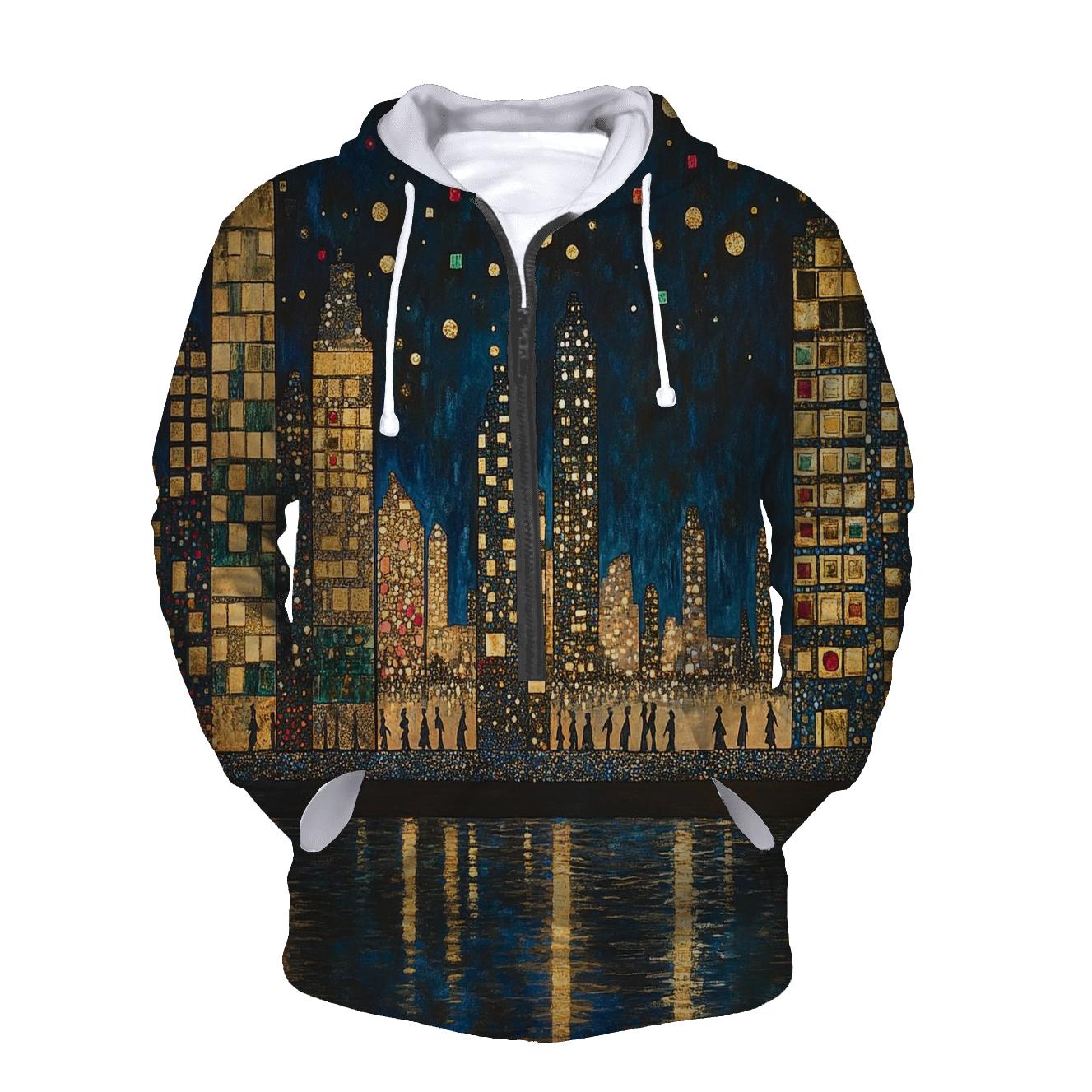 Klimt Inspired Golden Citylights printed hoodies