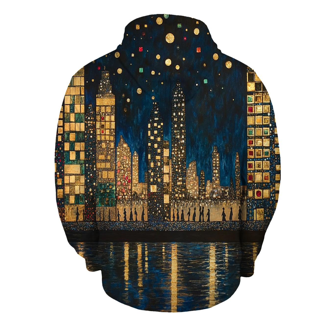 Klimt Inspired Golden Citylights printed hoodies