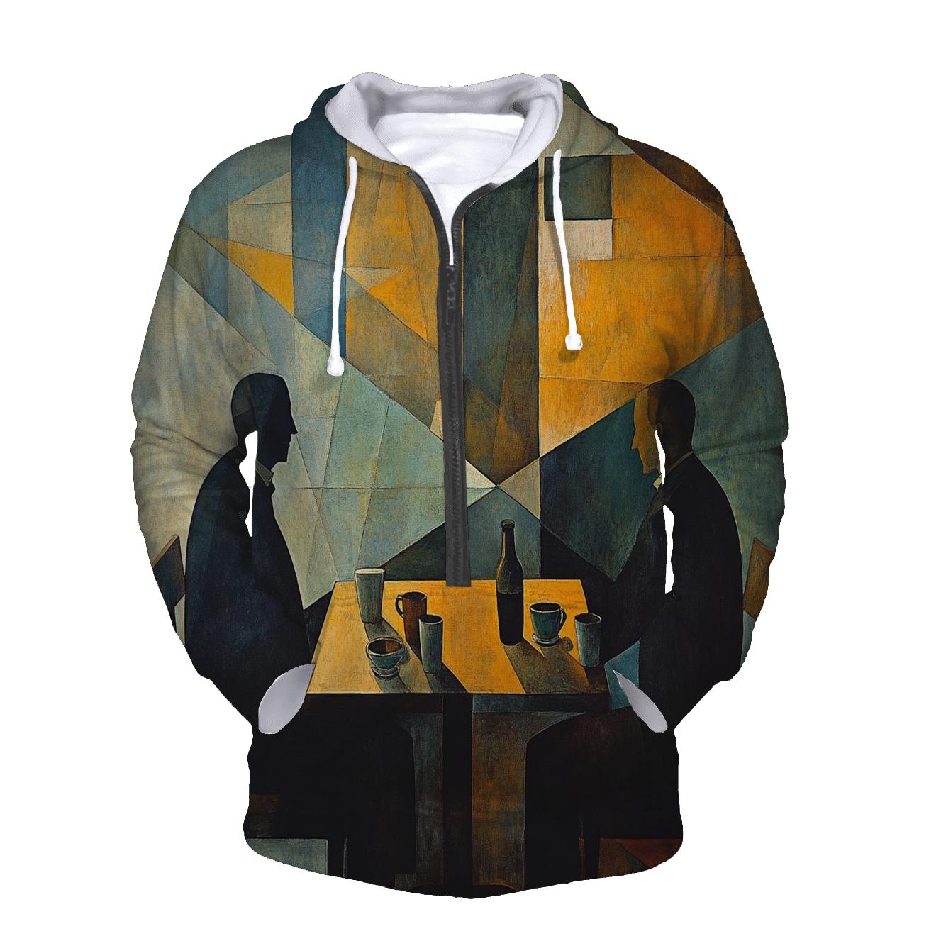 Picasso Inspired Abstract Cafe Conversation heavyweight hoodies