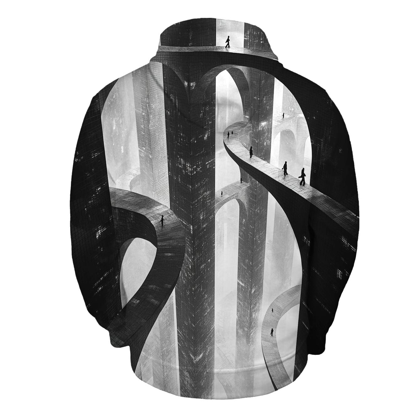 Escher Inspired Futuristic City Bridges hoodie trends