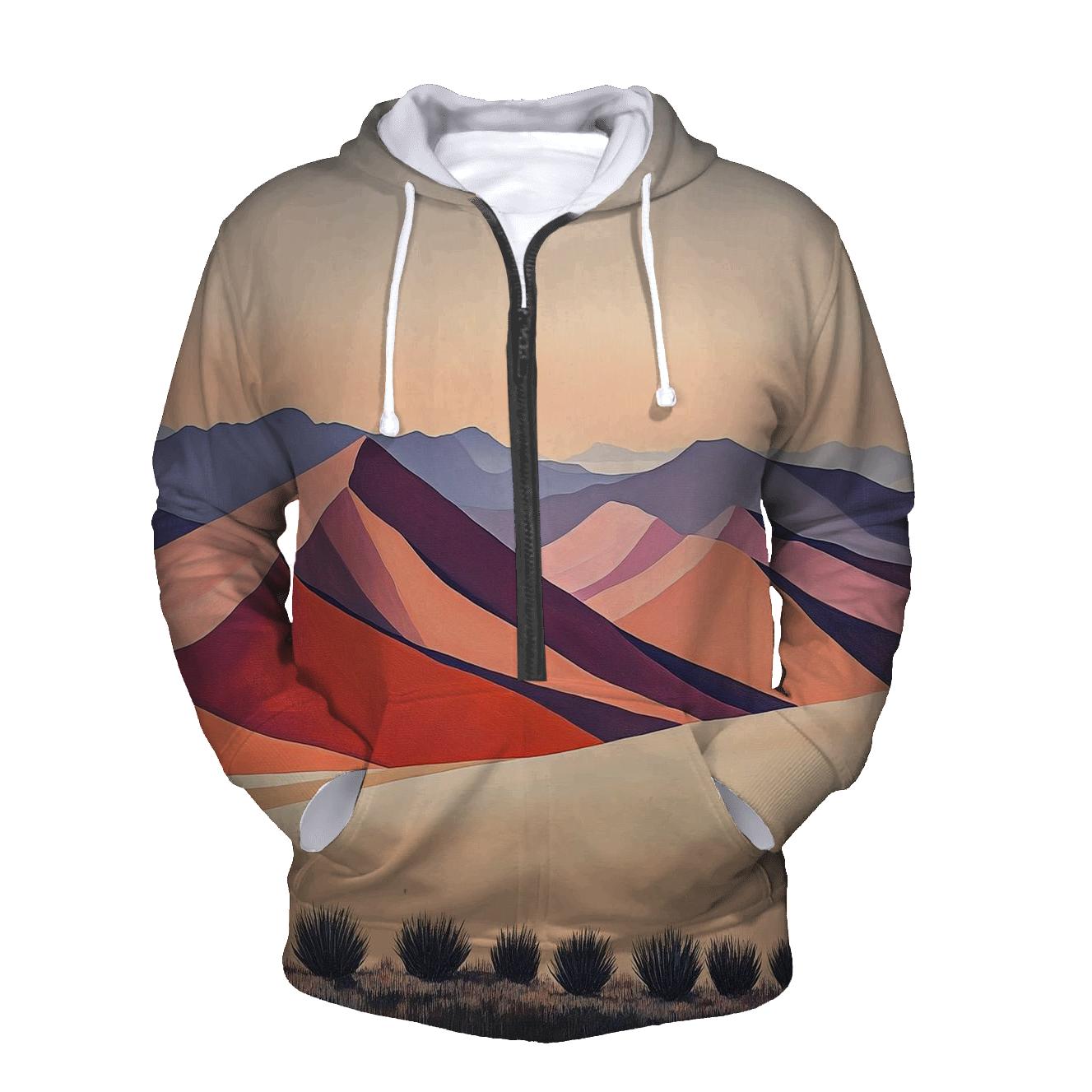 Georgia Okeeffe Inspired Desert Mountains At Sunset premium hoodies