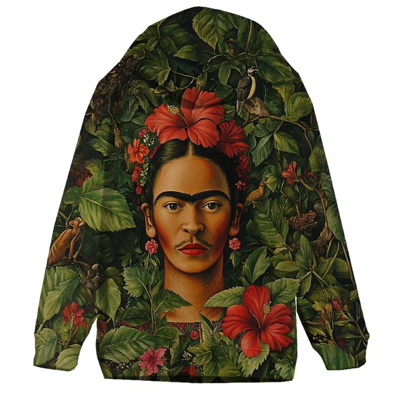 Frida Kahlo Inspired Mythic Garden Portrait designer hoodies