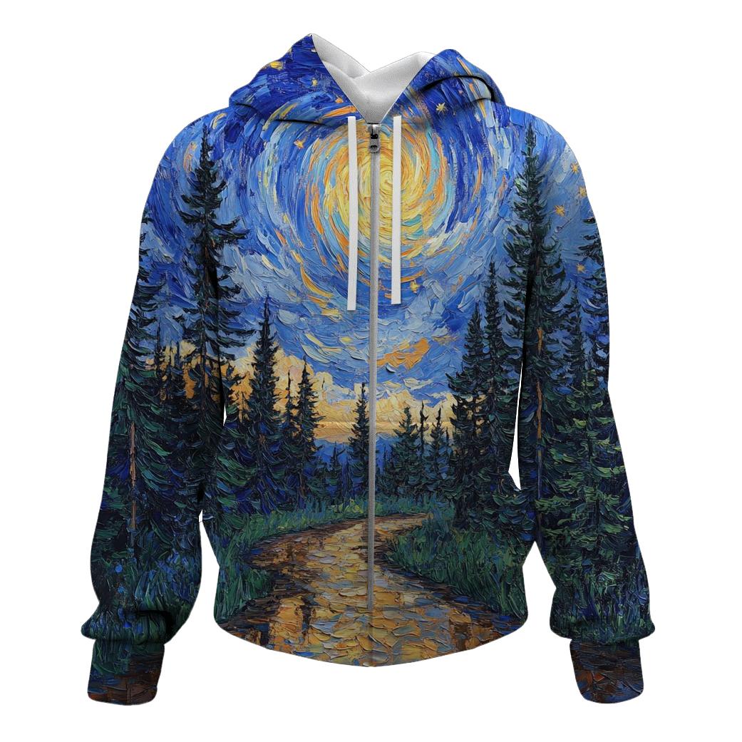 Van Gogh Inspired Forest Rainstorm pullover hoodies