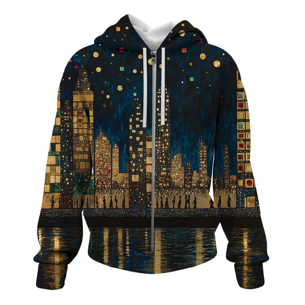Klimt Inspired Golden Citylights hoodie trends