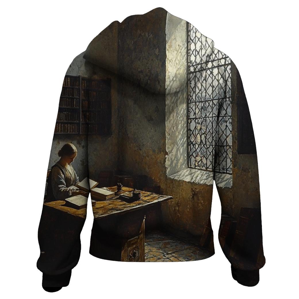 Vermeer Inspired Quiet Library Interior lightweight hoodies