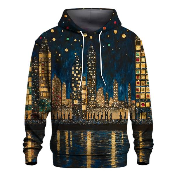 Klimt Inspired Golden Citylights premium hoodies