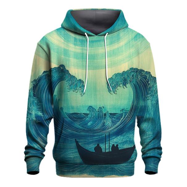 Hokusai Inspired Ocean Waves And Aurora zip-up hoodies