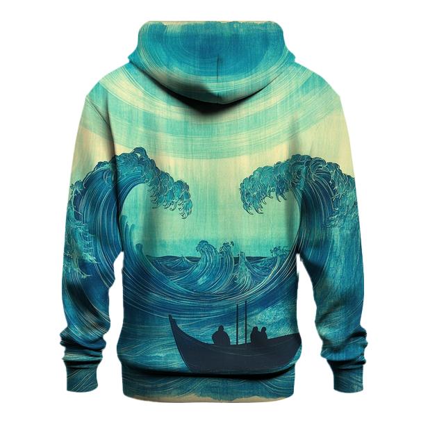 Hokusai Inspired Ocean Waves And Aurora zip-up hoodies