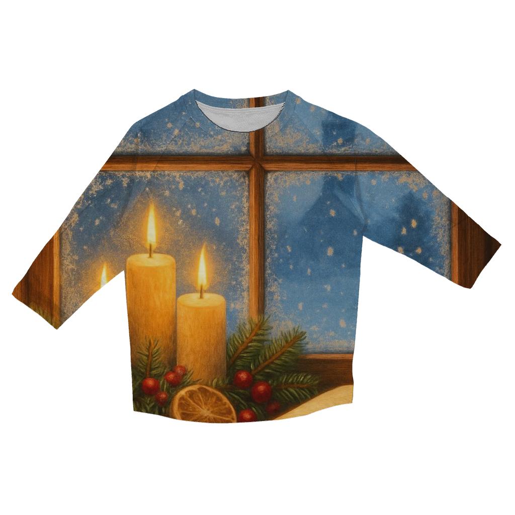 Candlelit Christmas Eve Window fashion 3/4 sleeve shirts