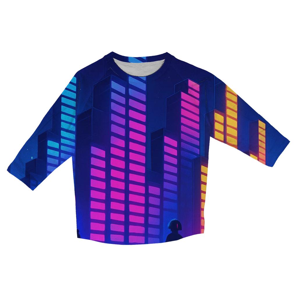 Neon Equalizer Skyline trendy 3/4 sleeve tops