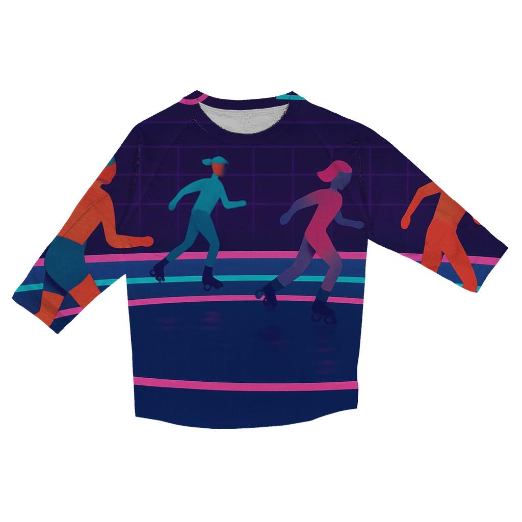 Neon Roller Rink Night custom 3/4 sleeve shirts