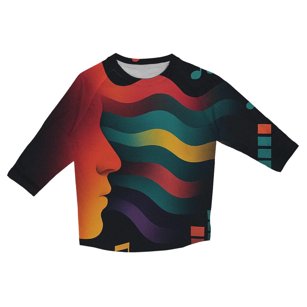 Chromatic Sound Wave Portrait printed three quarter sleeve shirts