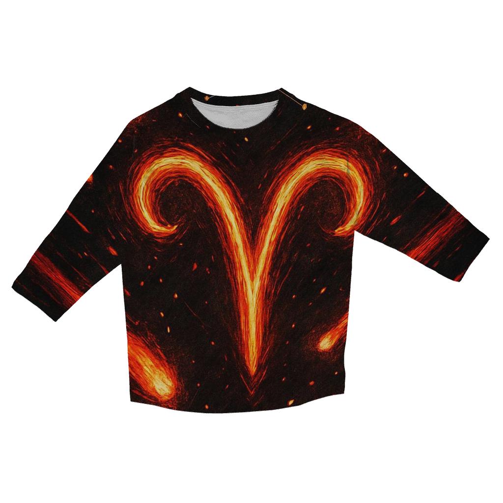 Aries Meteor Trail Sigil fashion 3/4 sleeve shirts
