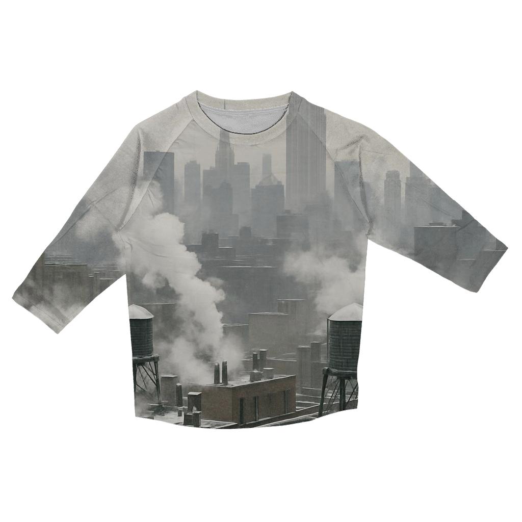Winter Smoke Over Midtown Rooftops designer 3/4 sleeve blouses