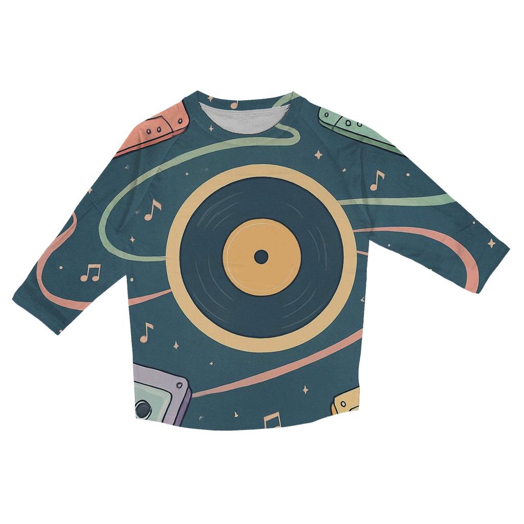 Retro Cassette Solar System designer 3/4 sleeve blouses