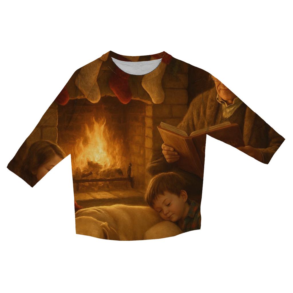 Fireside Storytime Before Christmas casual three quarter sleeve shirts
