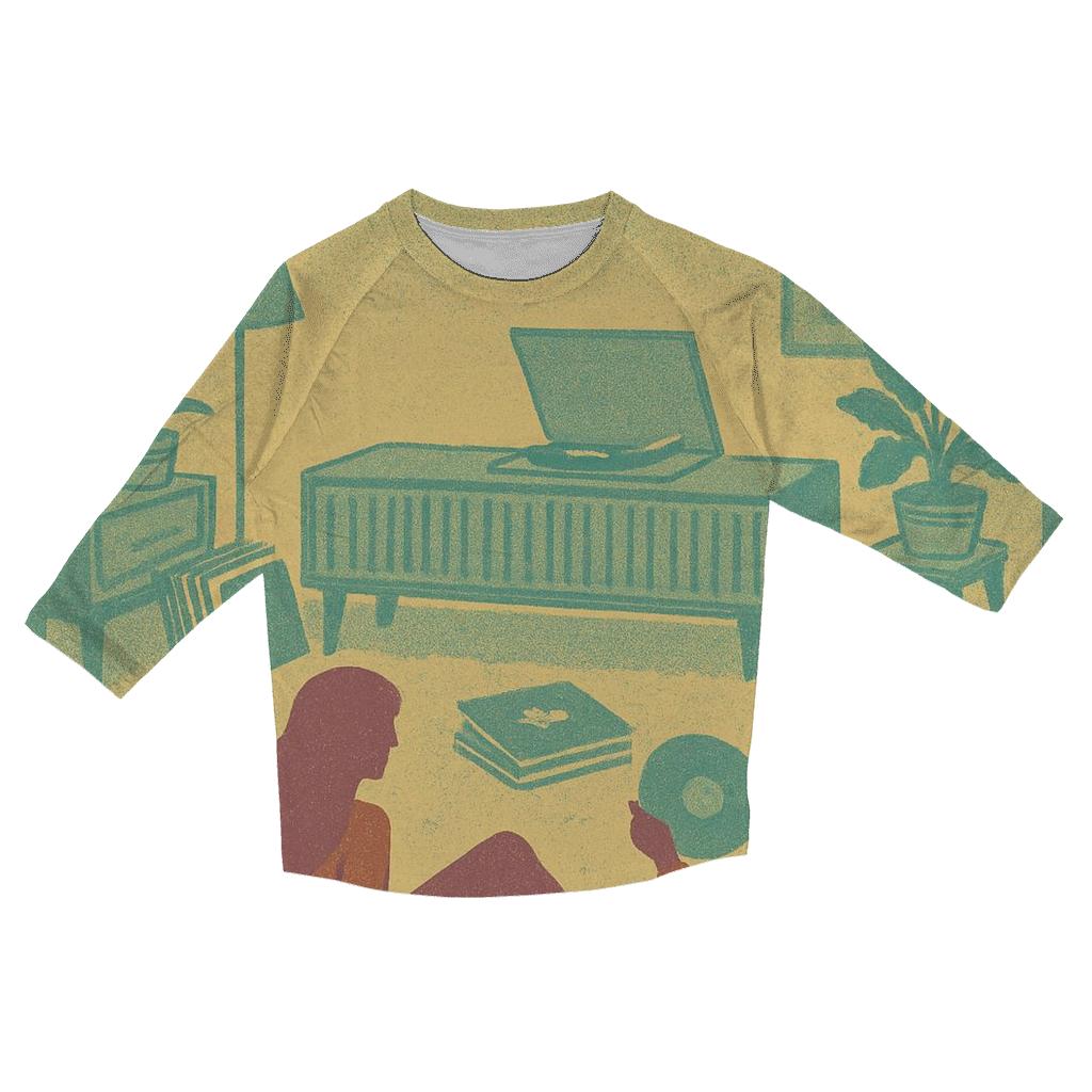 Retro Vinyl Listening Party Cover trendy 3/4 sleeve tops