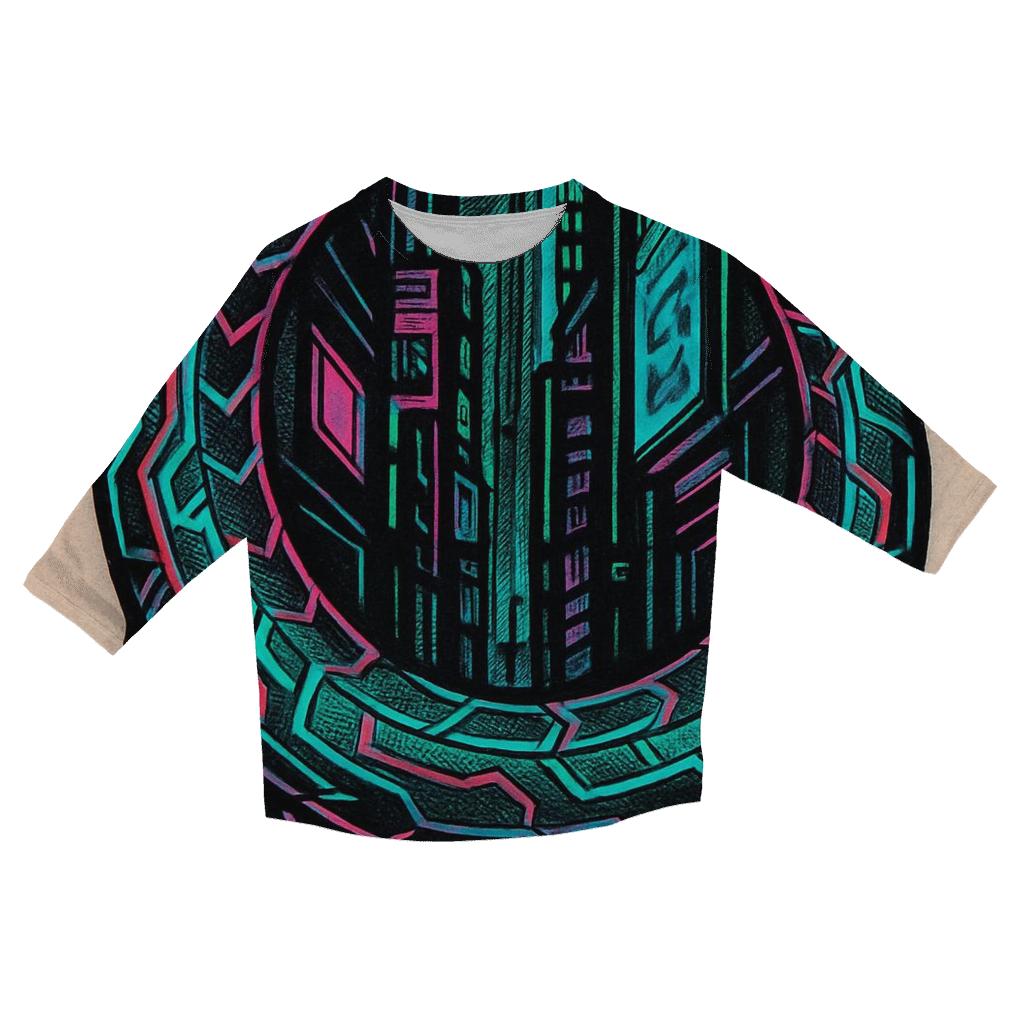 Neon Alley Cyber Ouroboros casual three quarter sleeve shirts