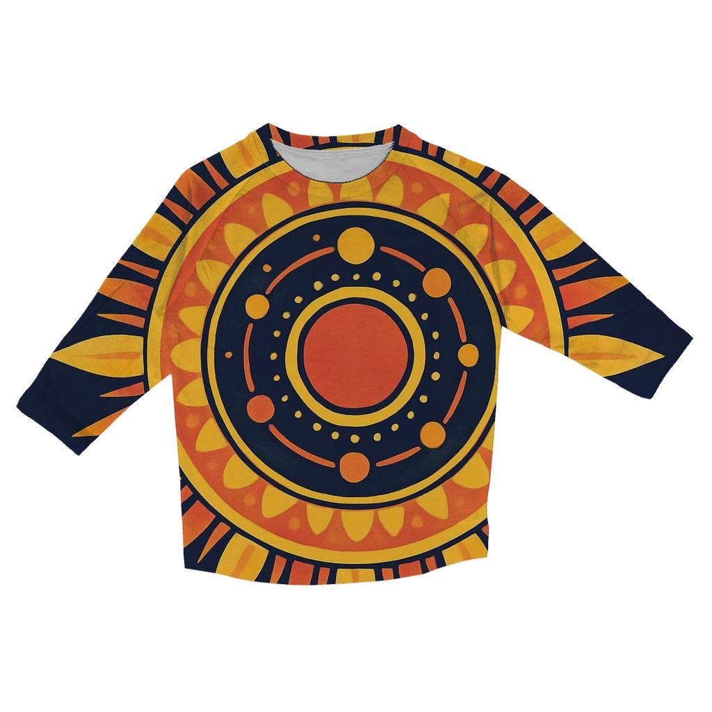 Solar Bloom Mandala designer 3/4 sleeve blouses