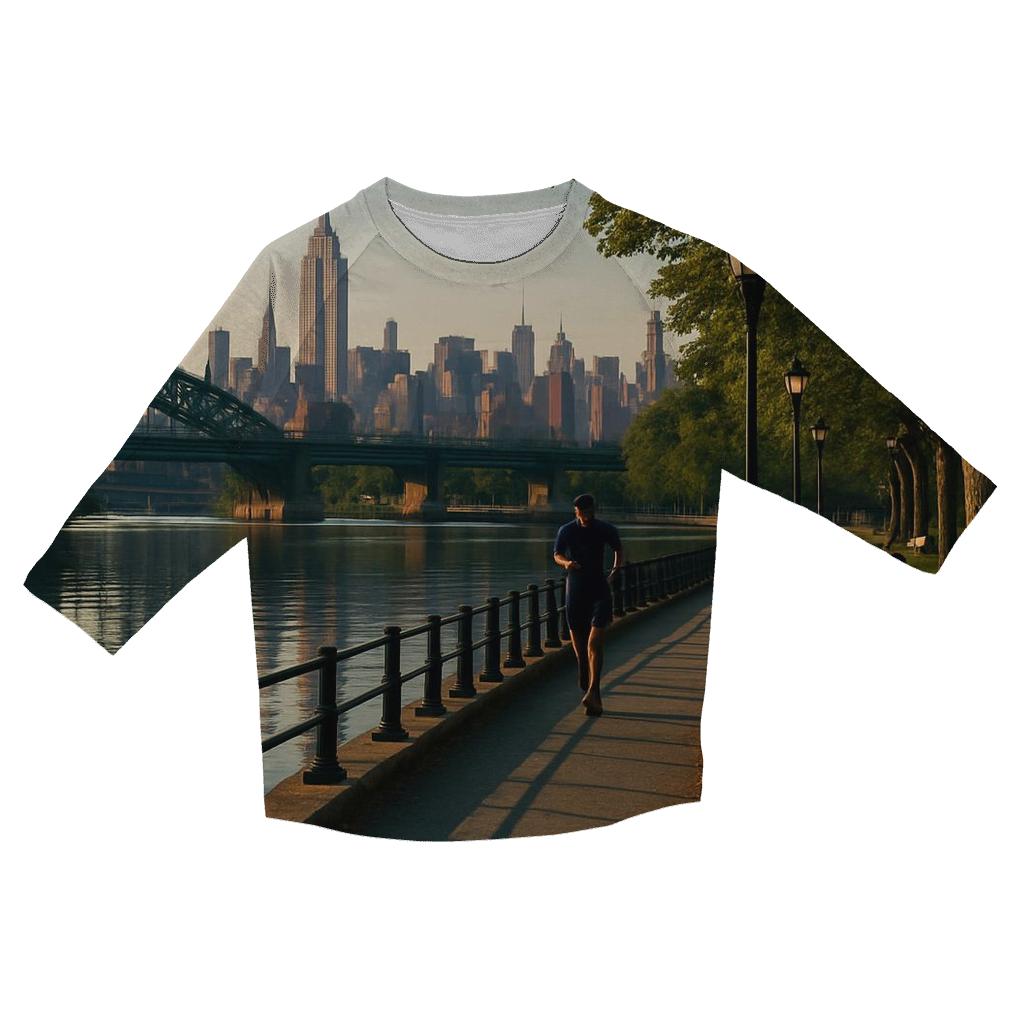 Harlem River Park Skyline Reflection designer 3/4 sleeve blouses