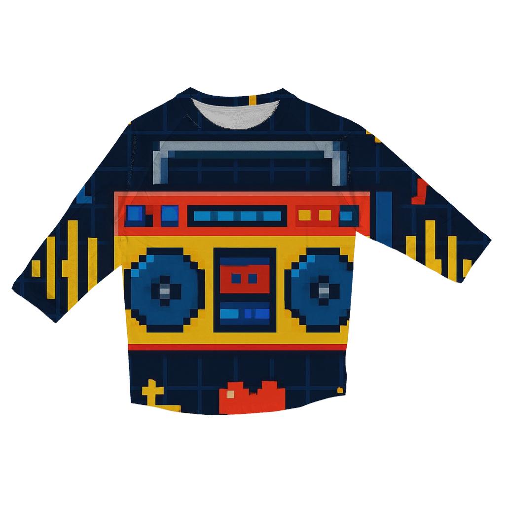 Pixel Boombox Arcade stylish quarter sleeve tops
