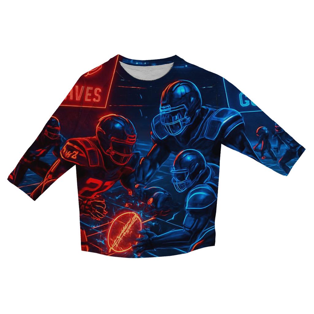 Neon Cyber Turf Braves Versus Cubs Duel trendy 3/4 sleeve tops