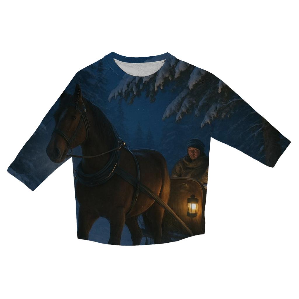 Starlit Sleigh Ride Through The Pines stylish quarter sleeve tops