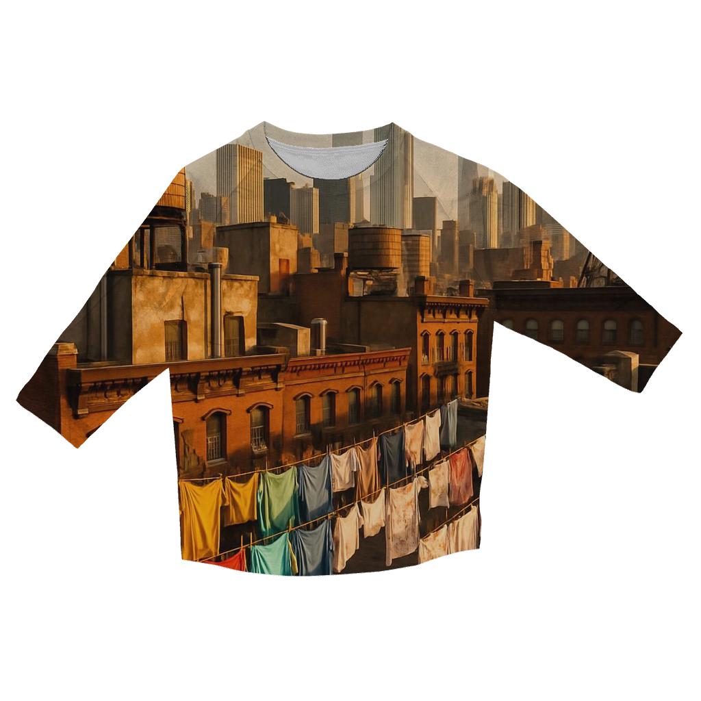 Chinatown Rooftop Laundry And Towers casual three quarter sleeve shirts