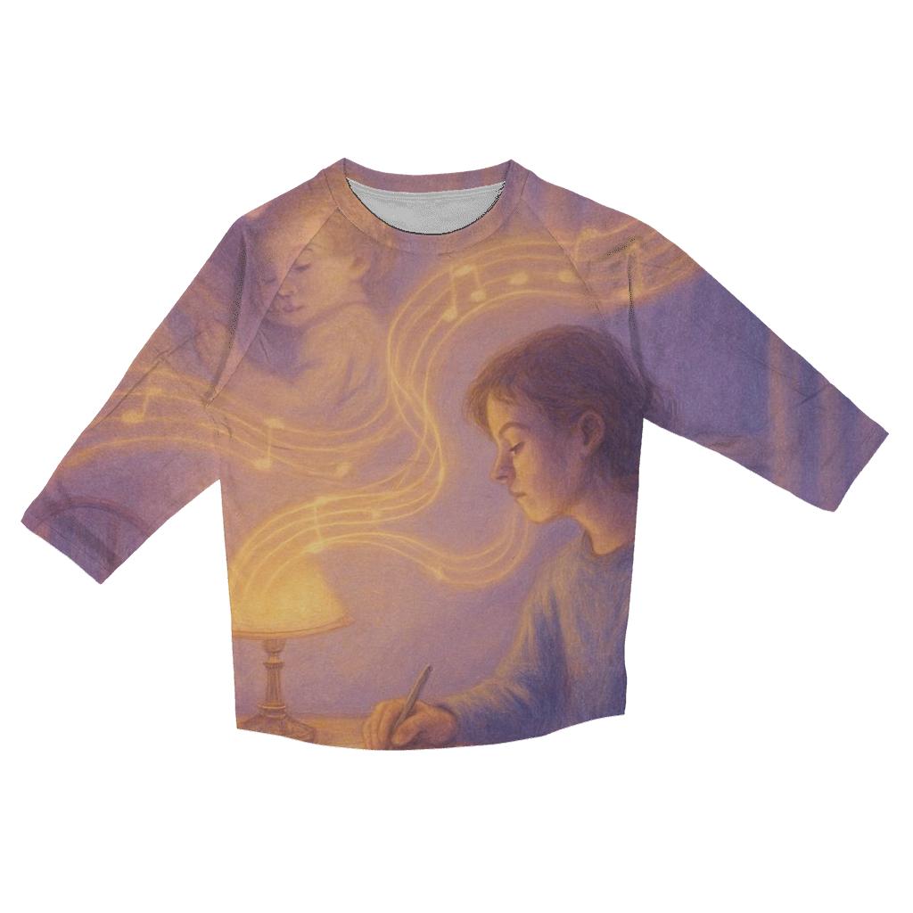 When Her Lullaby Becomes Your Inner Voice printed three quarter sleeve shirts