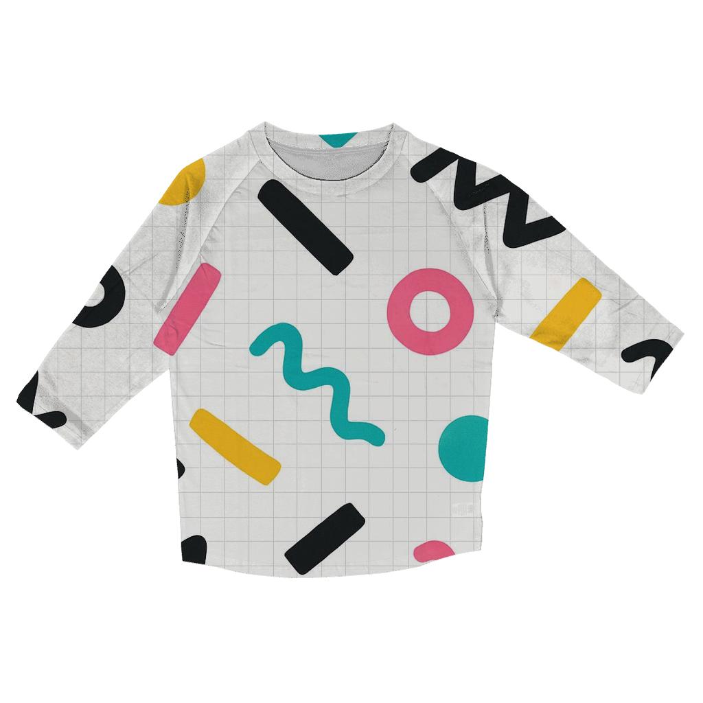 Memphis Grid Confetti trendy 3/4 sleeve tops