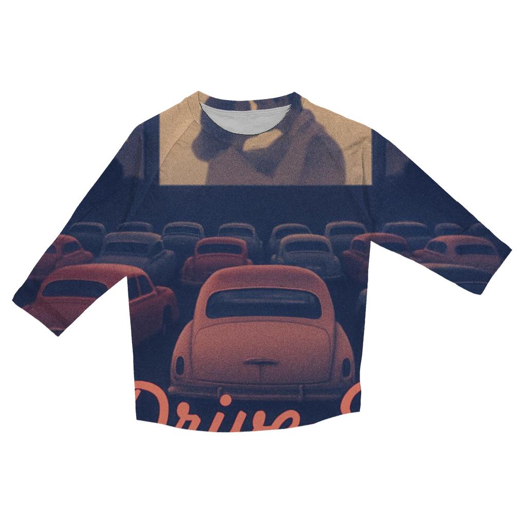 Retro City Drive In Cinema Scene designer 3/4 sleeve blouses