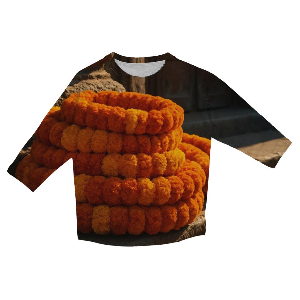 Marigold Garlands At Temple Steps stylish quarter sleeve tops