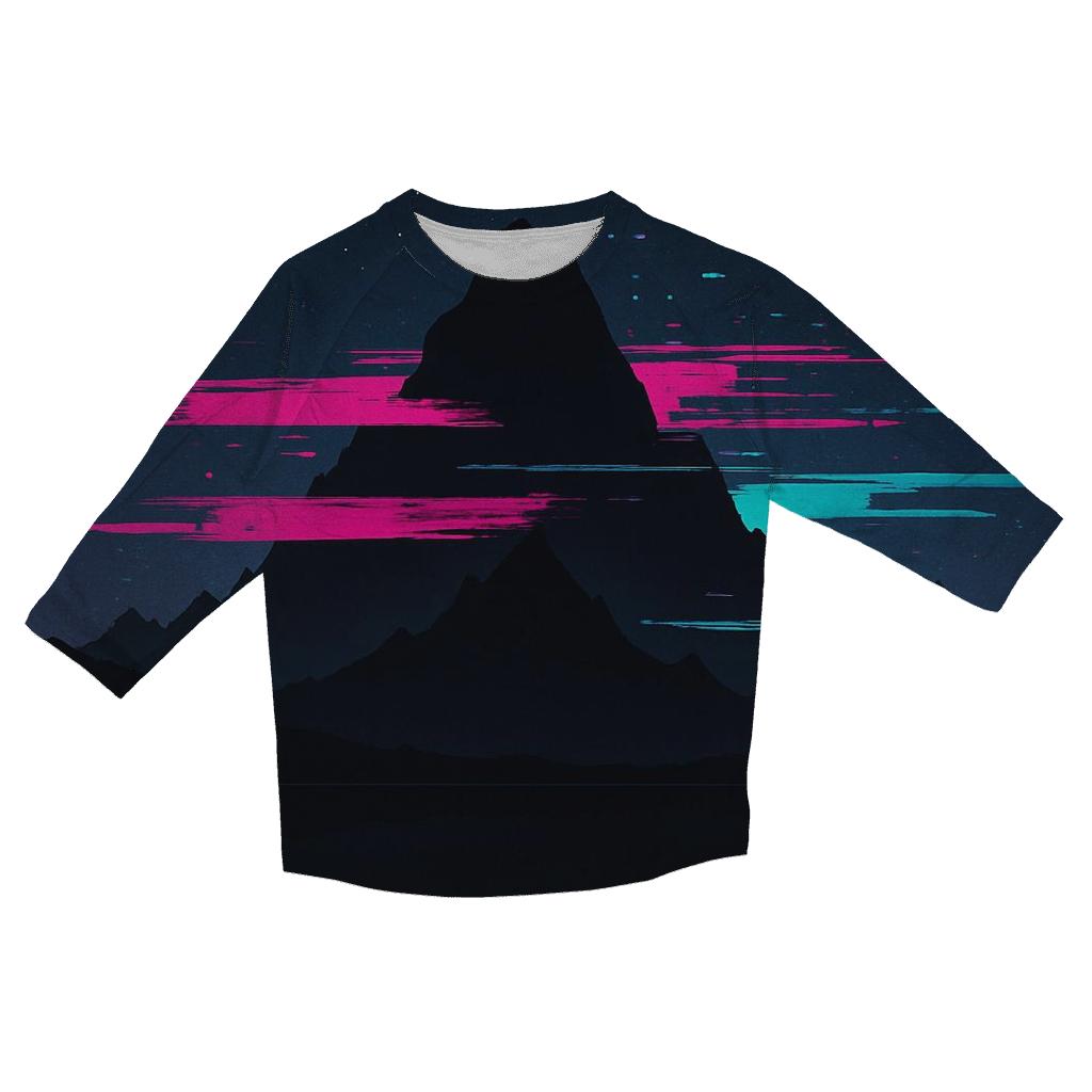 Midnight Mountain Glitch personalized 3/4 sleeve tees