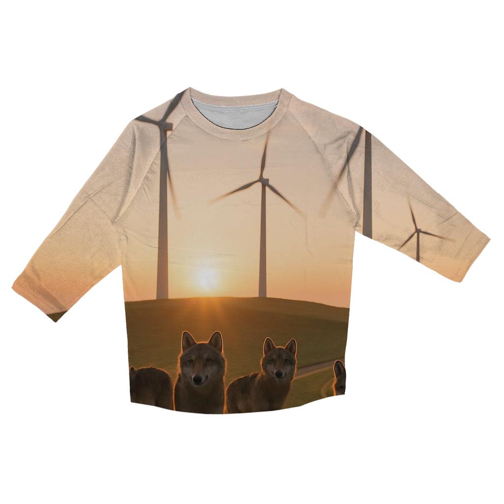 Wolf Pack At Wind Farm Ridge custom 3/4 sleeve shirts