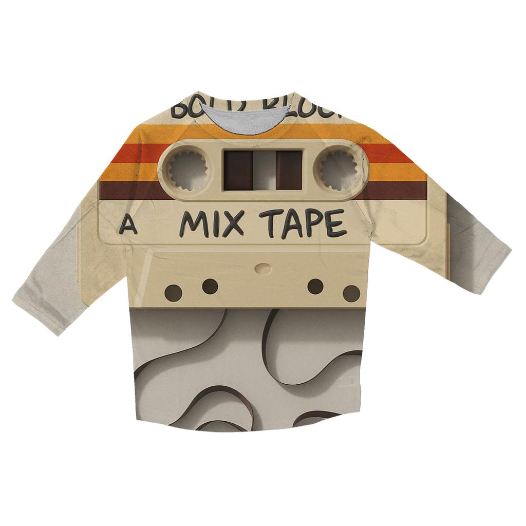 Vintage Cassette Mix Tape cotton quarter sleeve shirts