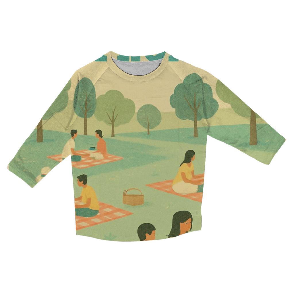 Retro Picnic Park Postcard stylish quarter sleeve tops
