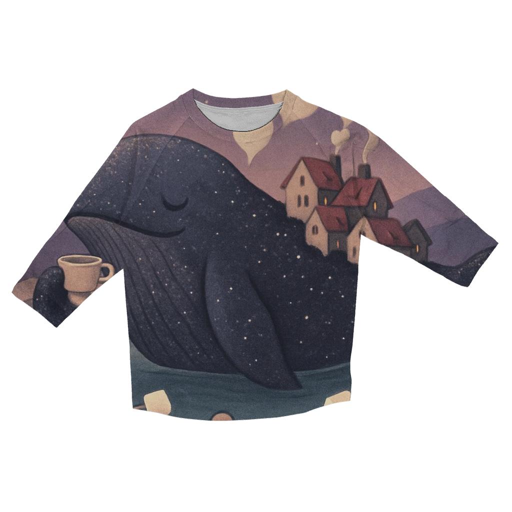 Tea Time With The Meteor Whale trendy 3/4 sleeve tops
