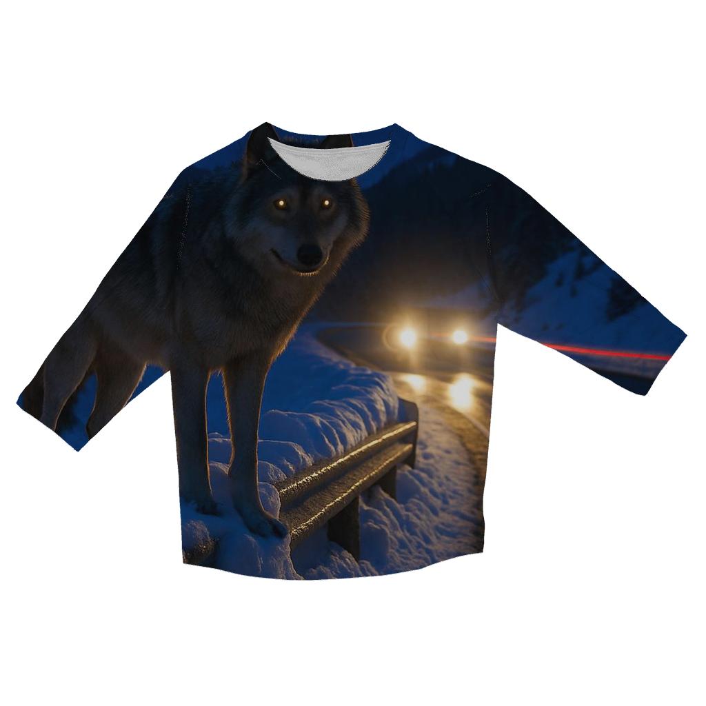 Snowplow Roadside Wolf At Dusk trendy 3/4 sleeve tops