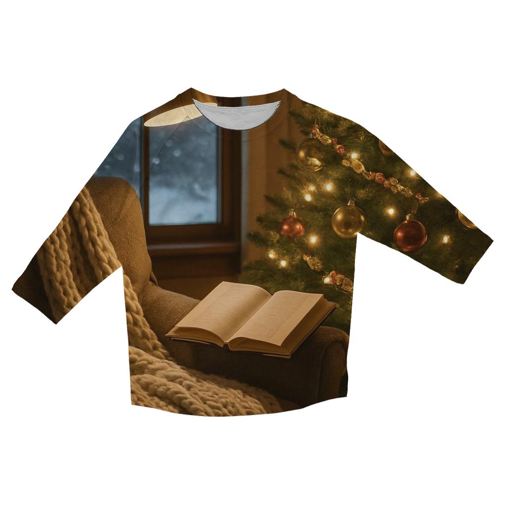 Cozy Reading Nook With Christmas Tree cotton quarter sleeve shirts