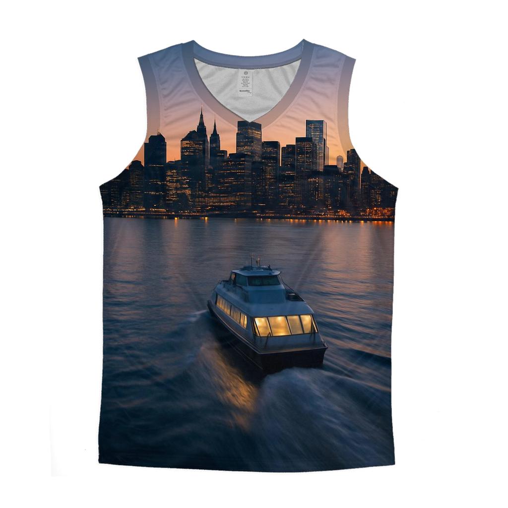 Hudson River Ferry Dawn Approach cotton sleeveless tops