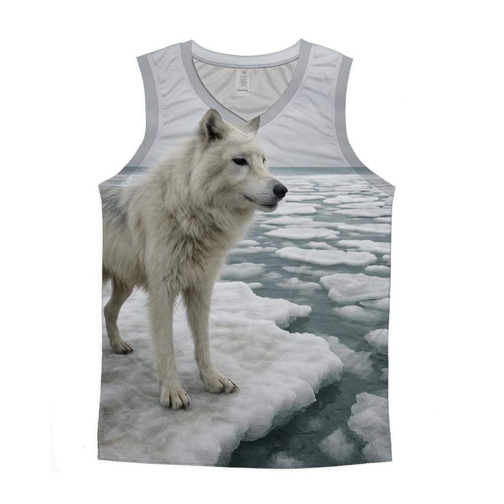 Arctic Wolf On Melting Shoreline cotton sleeveless tops