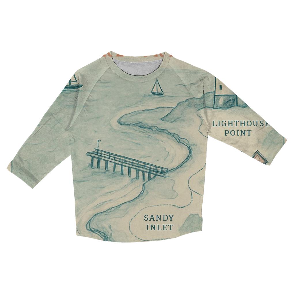 Vintage Seaside Holiday Souvenir Map personalized 3/4 sleeve tees