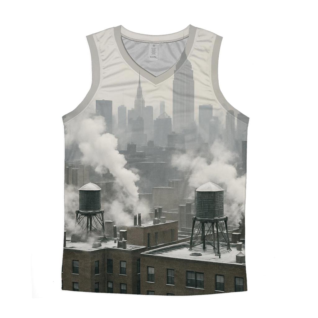 Winter Smoke Over Midtown Rooftops custom tank tops