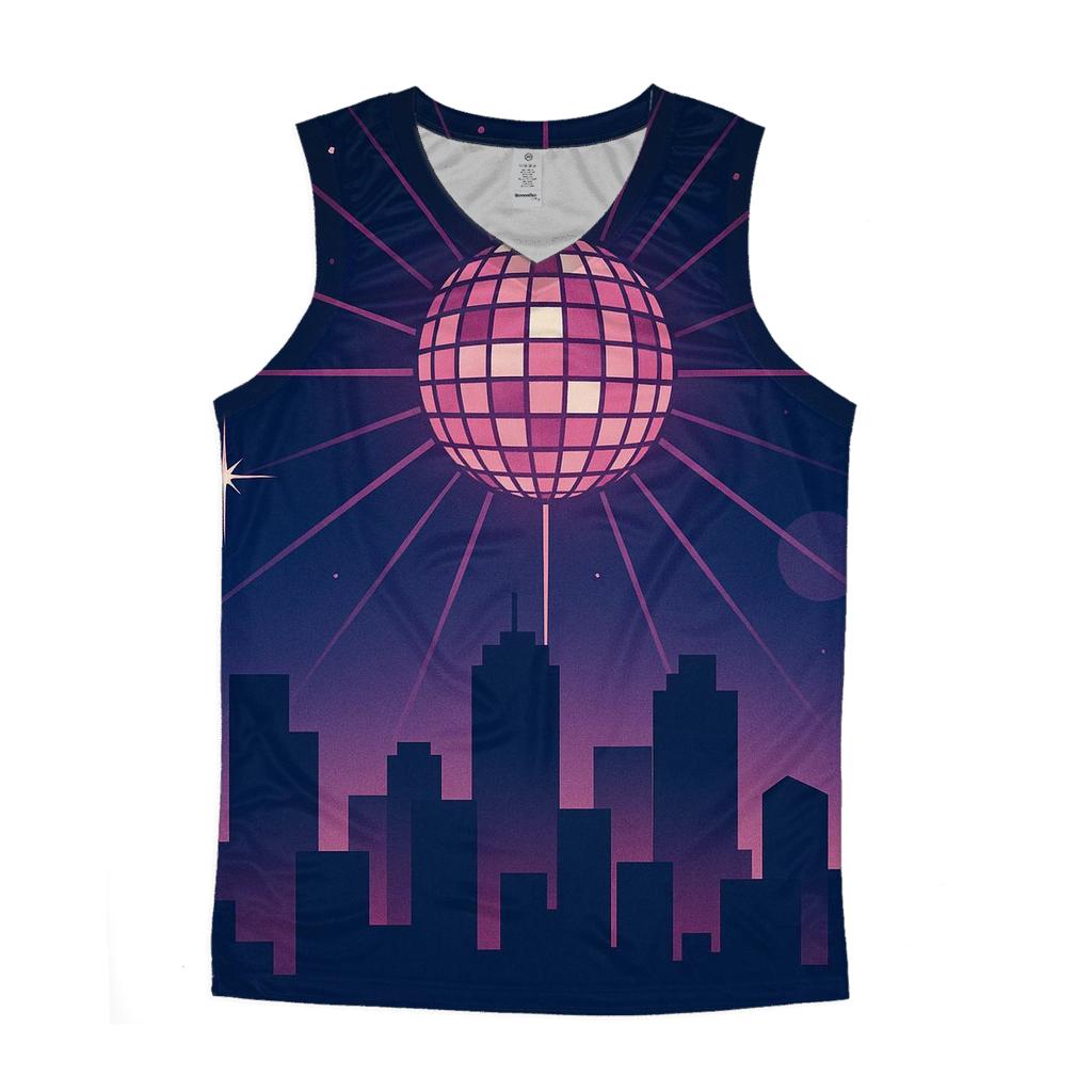 Disco City Skyline Night graphic print tank tops