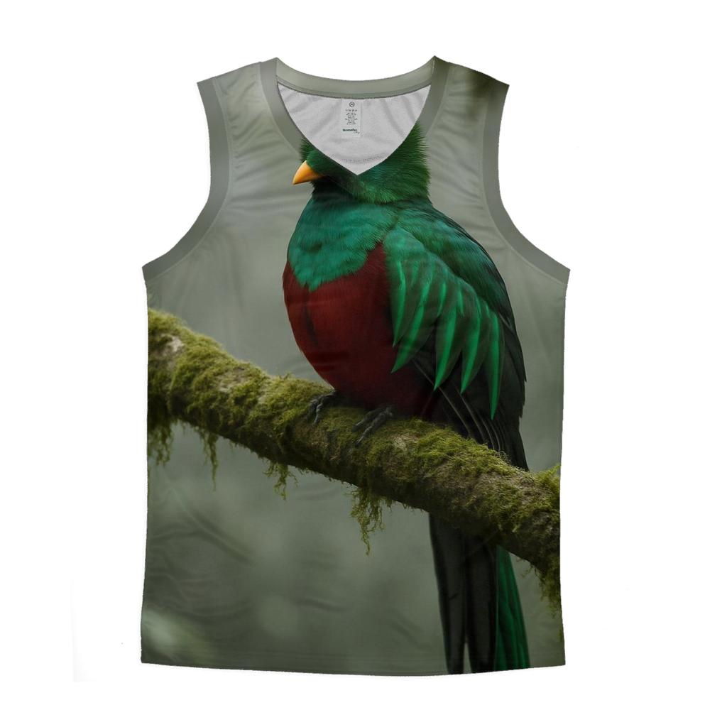 Cloud Forest Pause Resplendent Quetzal graphic print tank tops