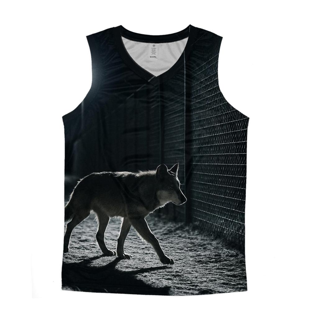 Night Patrol Wolf At Border Fence stylish racerback tanks