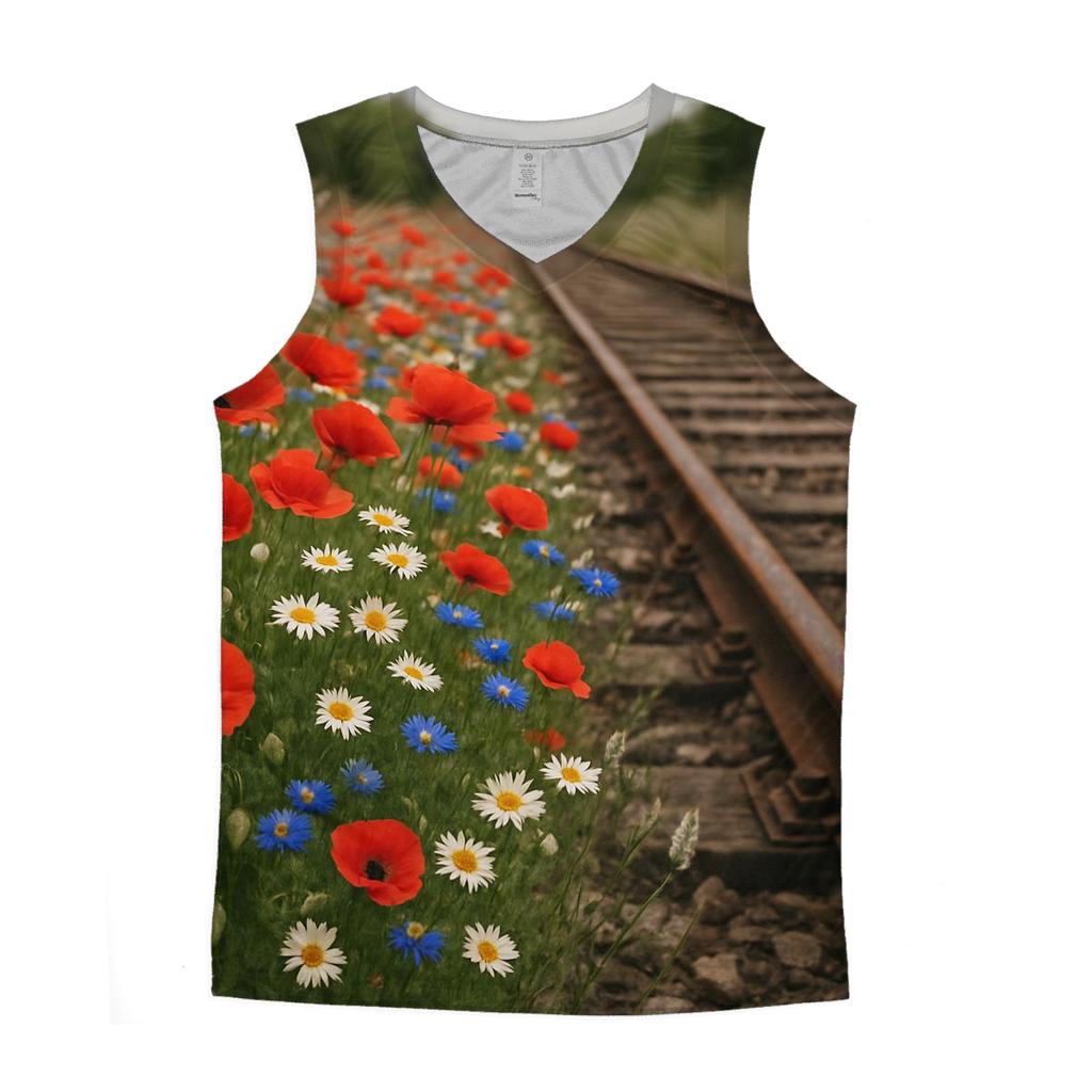 Wildflower Verge Beside Country Rail designer workout tanks